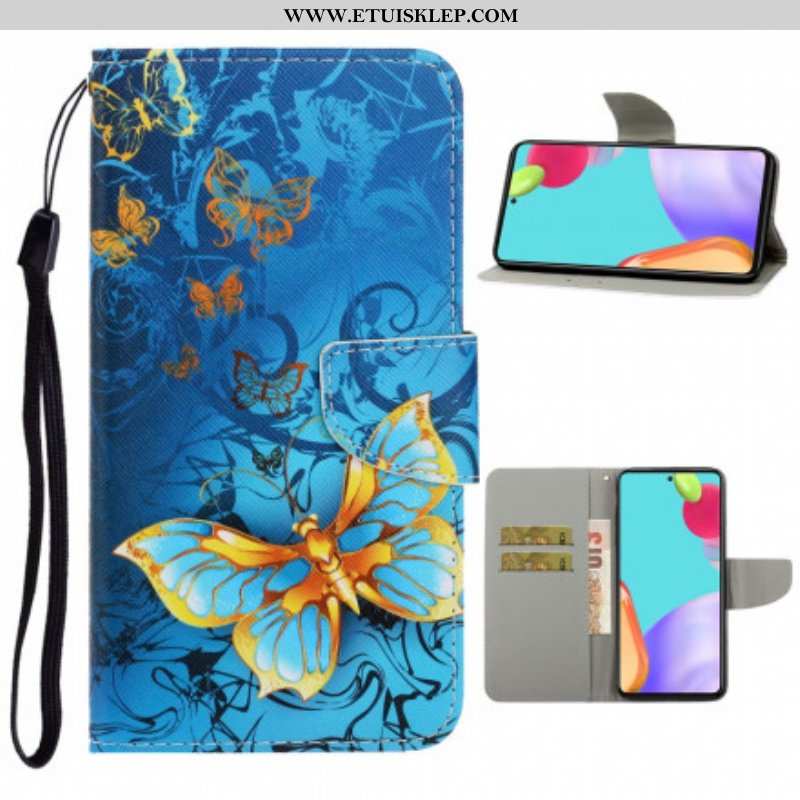 Etui Folio do Samsung Galaxy A52 4G / A52 5G / A52s 5G z Łańcuch Motyle Wariacje Paska